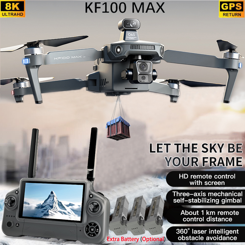 Kf100 max gps drone 4k câmera  - Drone Gimbal avaliação e preço